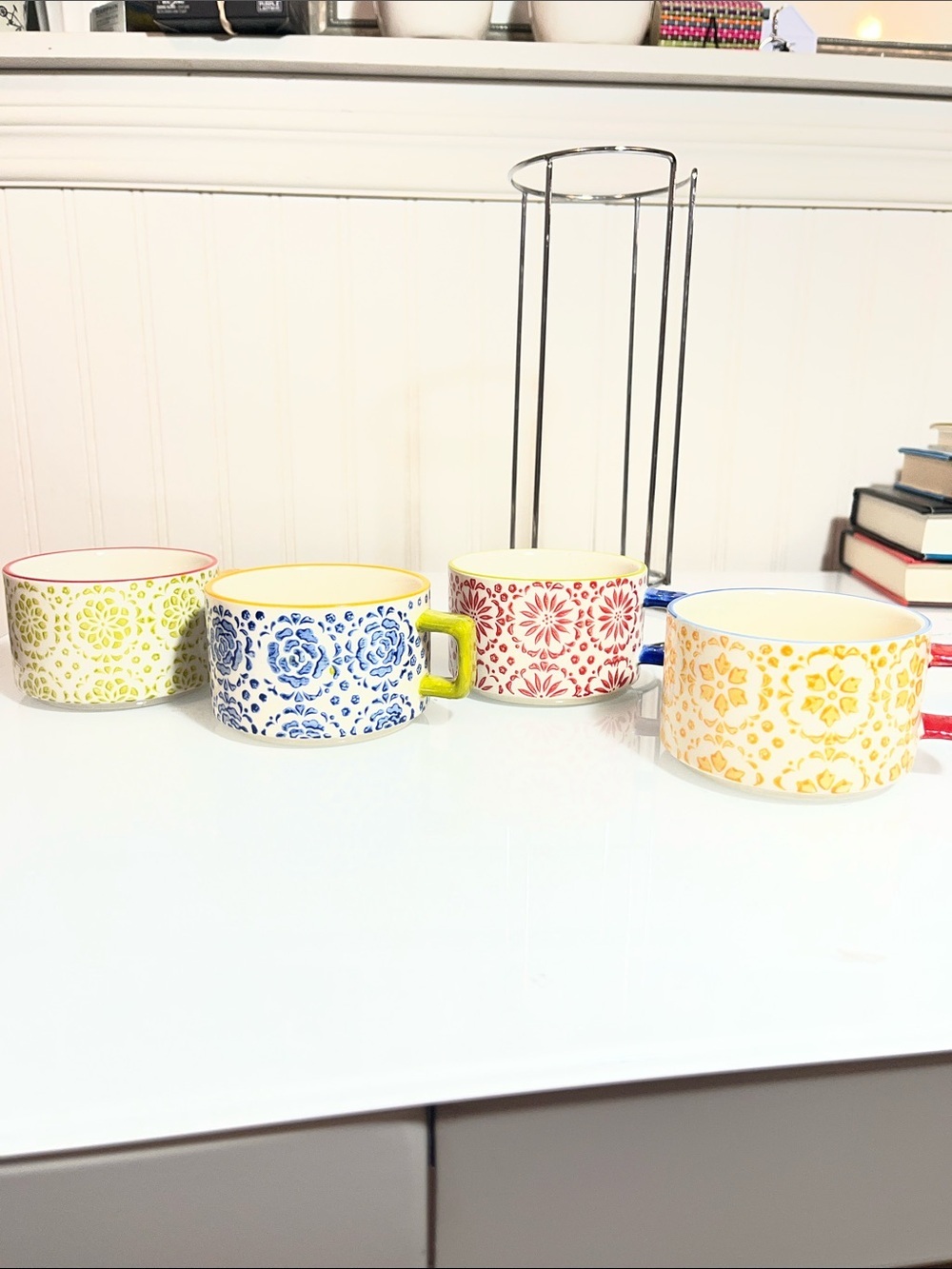 Pier 1 Imports set of four stacking mugs, espresso style (in tree) stoneware - Picture 5 of 14